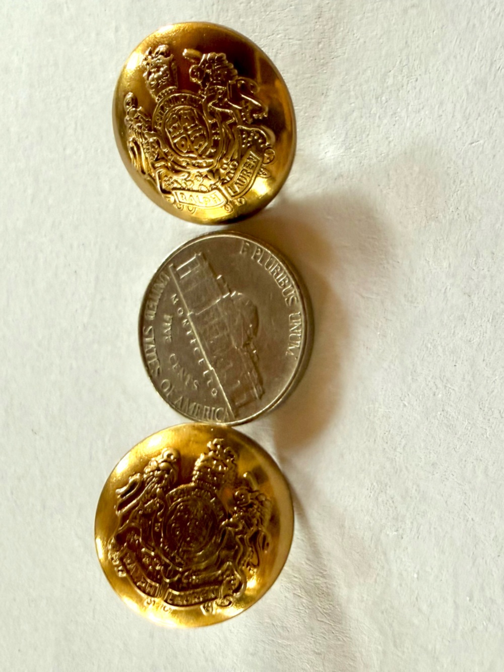 Set of 2 Ralph Lauren Coat of Arms Gold-tone Brass Blazer Buttons - Picture 6 of 6